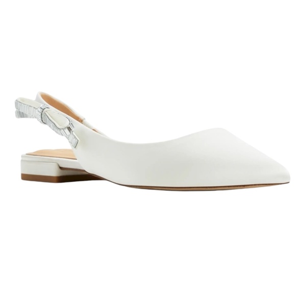 Ted Baker Jane Bow Slingback White Pointed Toe Flats Bridal Shoe NWT Size 10 - Picture 4 of 16